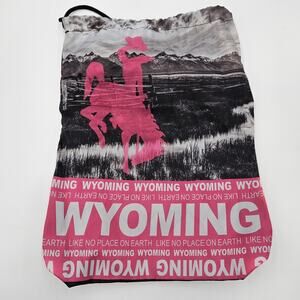 Robin Ruth Wyoming Graphic Cinch Bag Neon Pink Black Horse Rider Silhoutte Merch